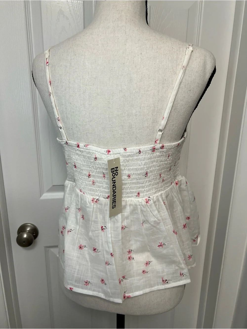No Boundaries White Cami with Pink Floral Accent - Picture 7 of 9